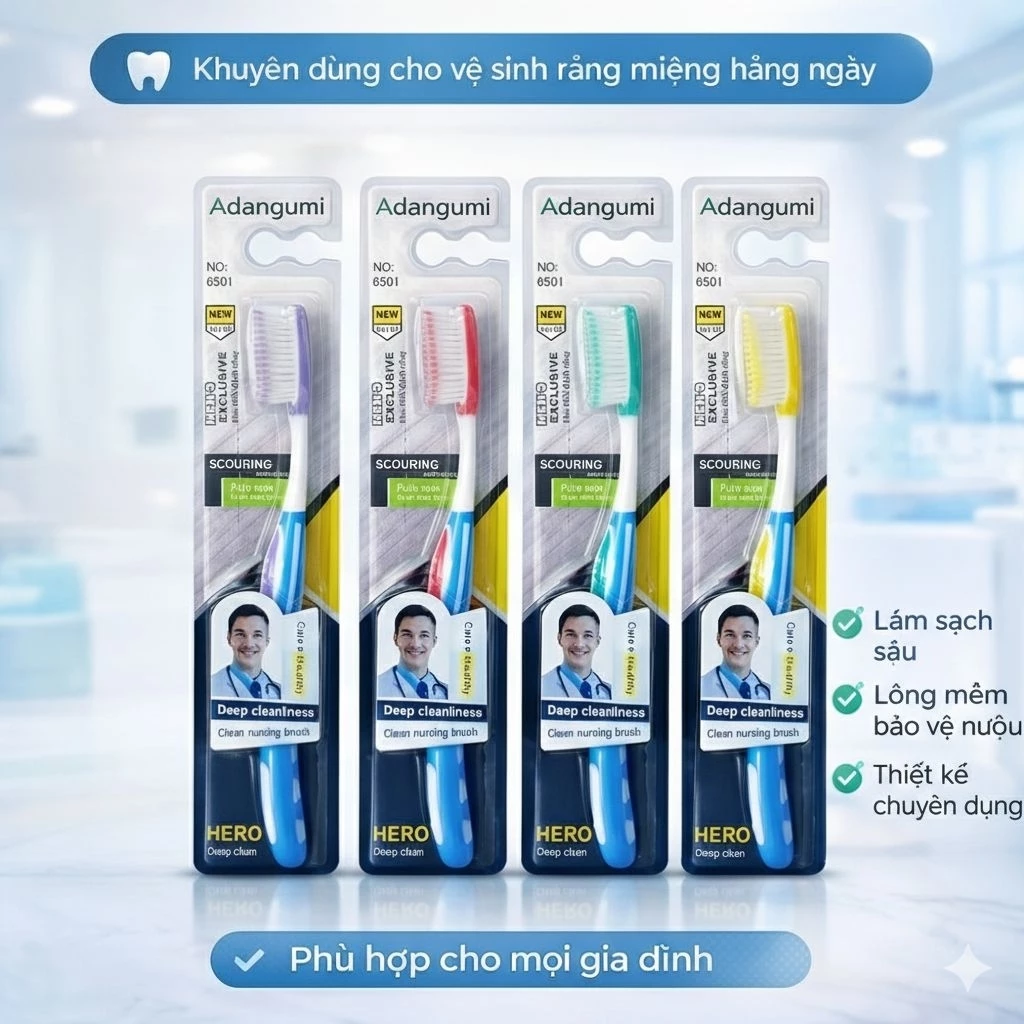 🍎🌬🌊 Combo 4 Bàn chải đánh răng Hero siêu mềm mượt🍊🍍🍓