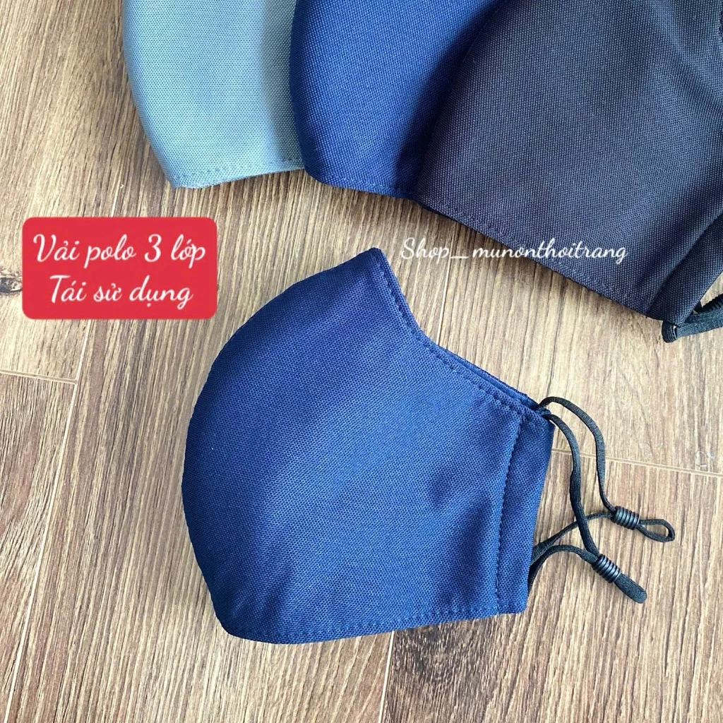 Combo 10 cái khẩu trang vải cao cấp, tái sử dụng, dây quai điều chỉnh, thoáng khí, chống nắng