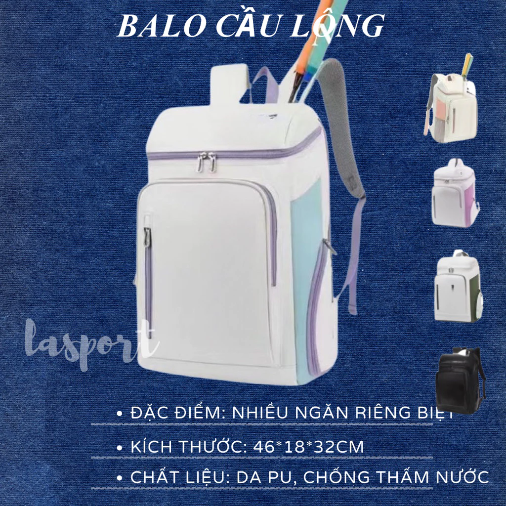 Balo thể thao nam nữ, balo cầu lông cao cấp nhiều màu chống thấm nước dành cho tập luyện và thi đấu