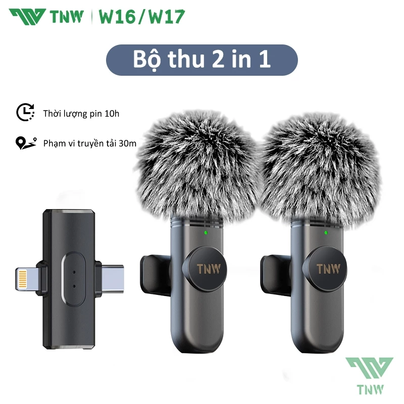 TNW W16/W17 Vlog Micro Lavalier Không Dây Cài Áo Khử Tiếng Ồn,Livestream Quay Video Cho Điện Thoại