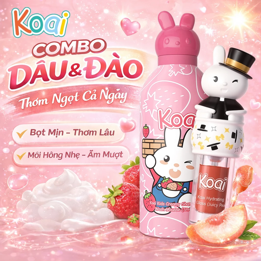 Koai Combo Chăm Sóc Mẹ & Bé – Sữa Tắm Tạo Bọt 350ml & Dưỡng Ẩm Dịu Nhẹ (3Y+)