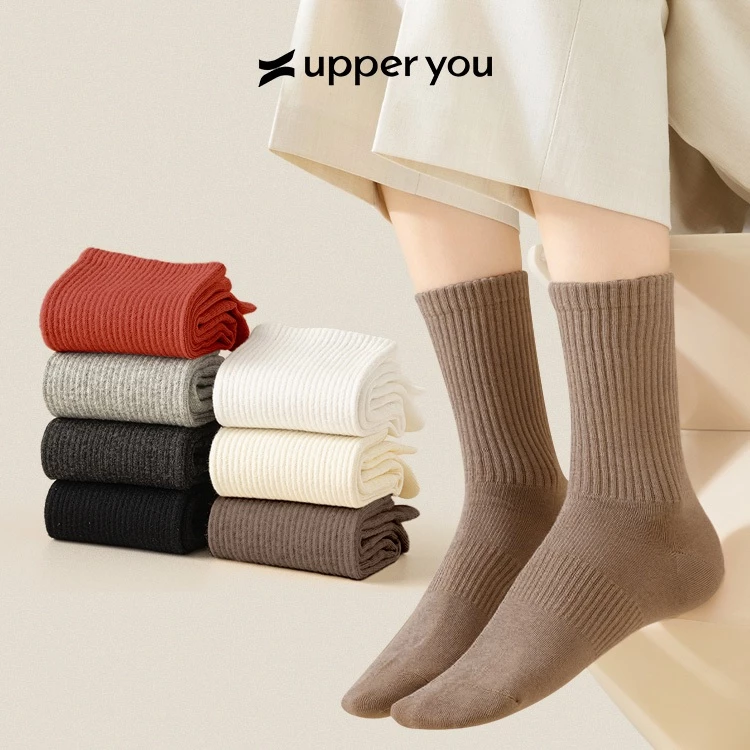 [TẶNG QUÀ ĐƠN 169K] [COMBO 7 MÀU MỚI] Tất Vớ Nữ Cổ Cao Trơn UPPERYOU Êm Ái Dày Dặn Thoáng Khí - VSF4001/VSF3001