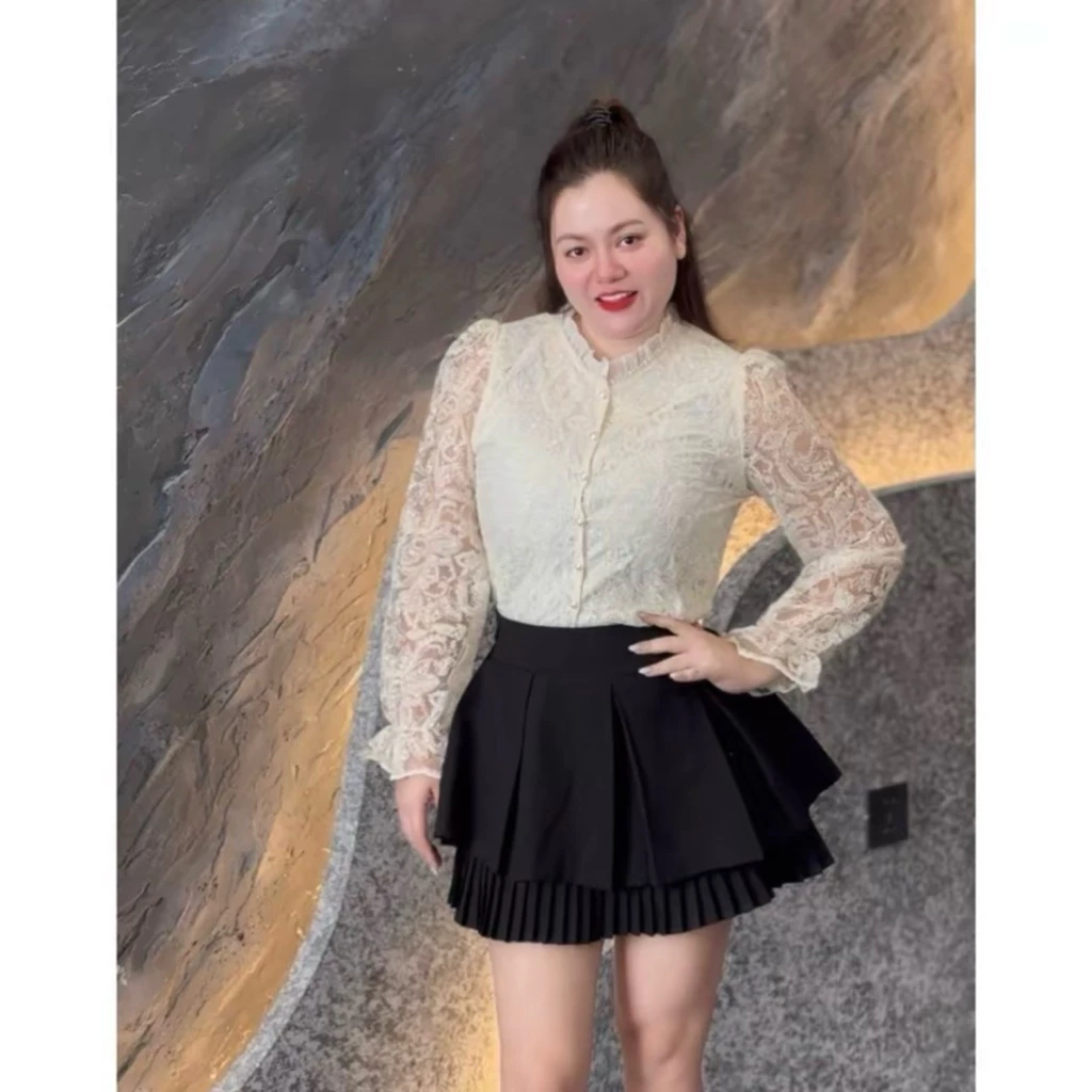 3210 [BIGSIZE] Áo Ren Nữ Tay Dài Form Xinh, Áo Kiểu Nữ Dịu Dàng Mặc Đi Làm Đi Chơi