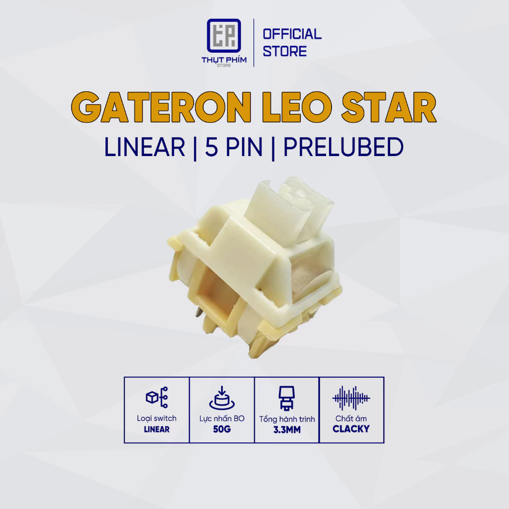 Switch Gateron x AUSDOM Leo Star linear 5 pin lực nhấn 50g Công tắc bàn phím cơ Thụt Phím Store