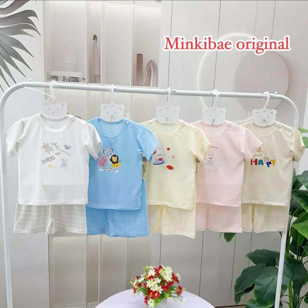 [Chất đẹp] Bộ cộc thun lạnh Peptit MinkiBae ORIGINAL cho bé 5-14kg mềm mát mặc hè