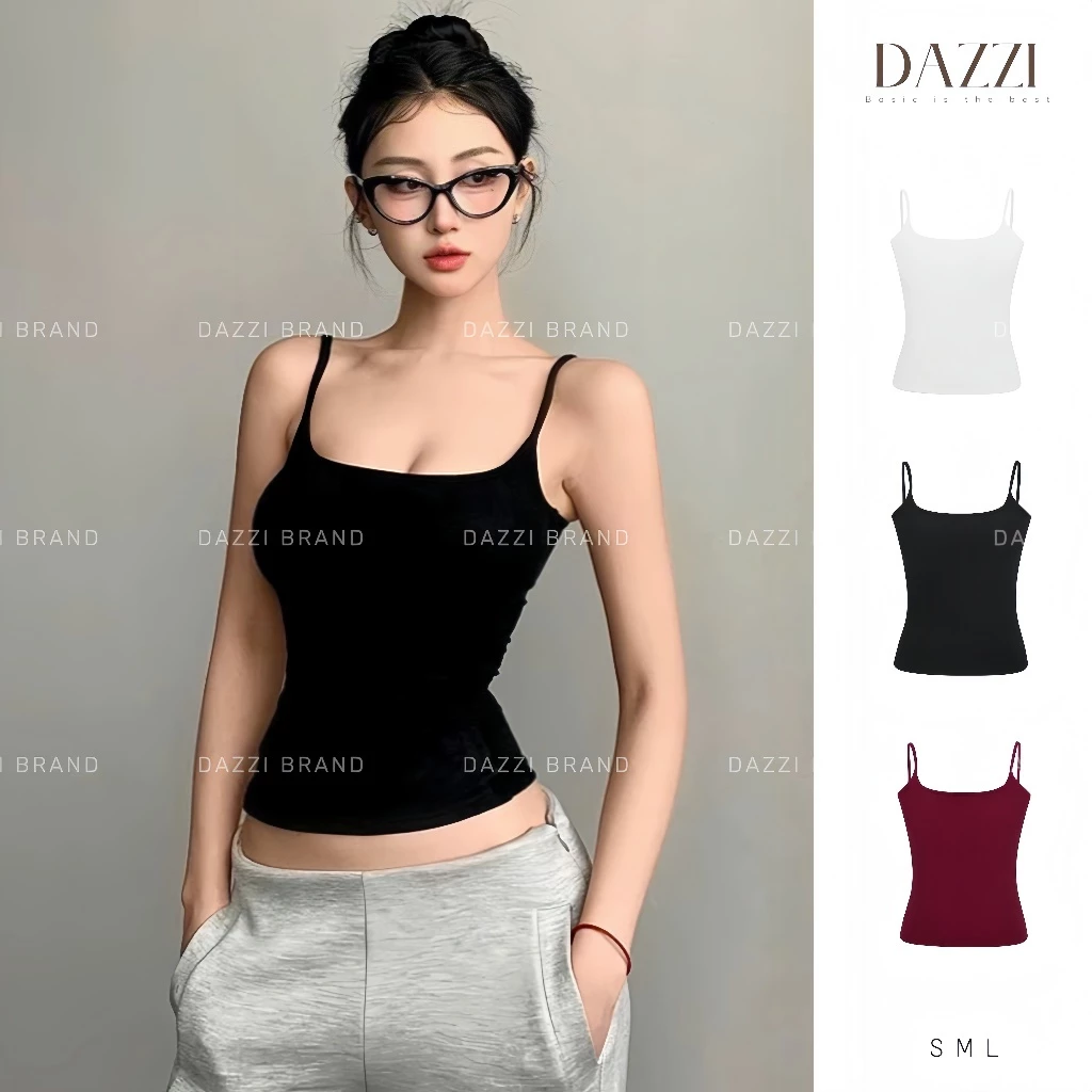 [KÈM MÚT] Áo hai dây nữ basic ôm dáng chất thun cotton mịn tôn dáng DAZZI Women A057