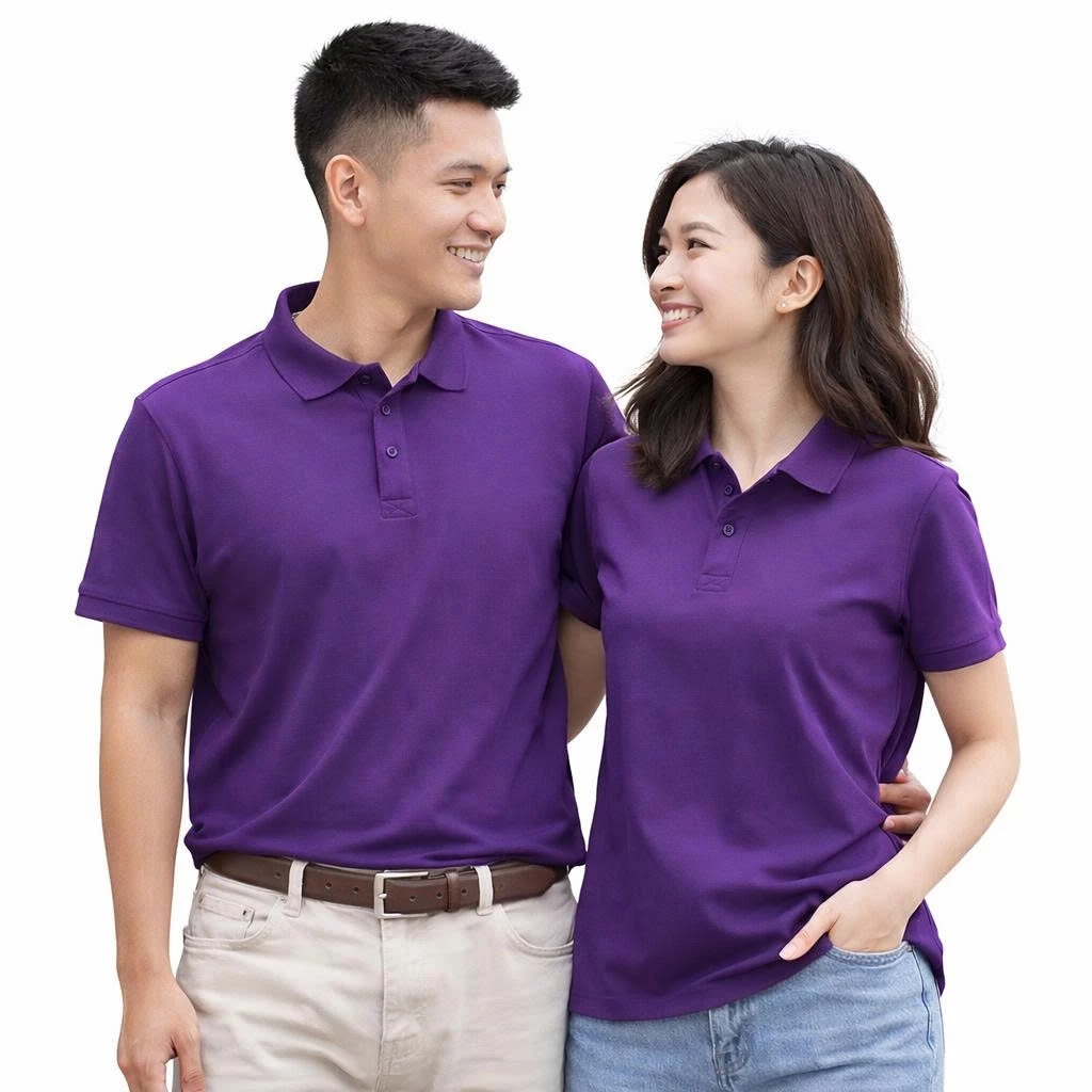 Áo Thun Có Cổ Cá Sấu Polo Andromeda Ngắn Tay Màu Tím Đậm Đồng Phục Dùng Chung Cho Nam Và Nữ
