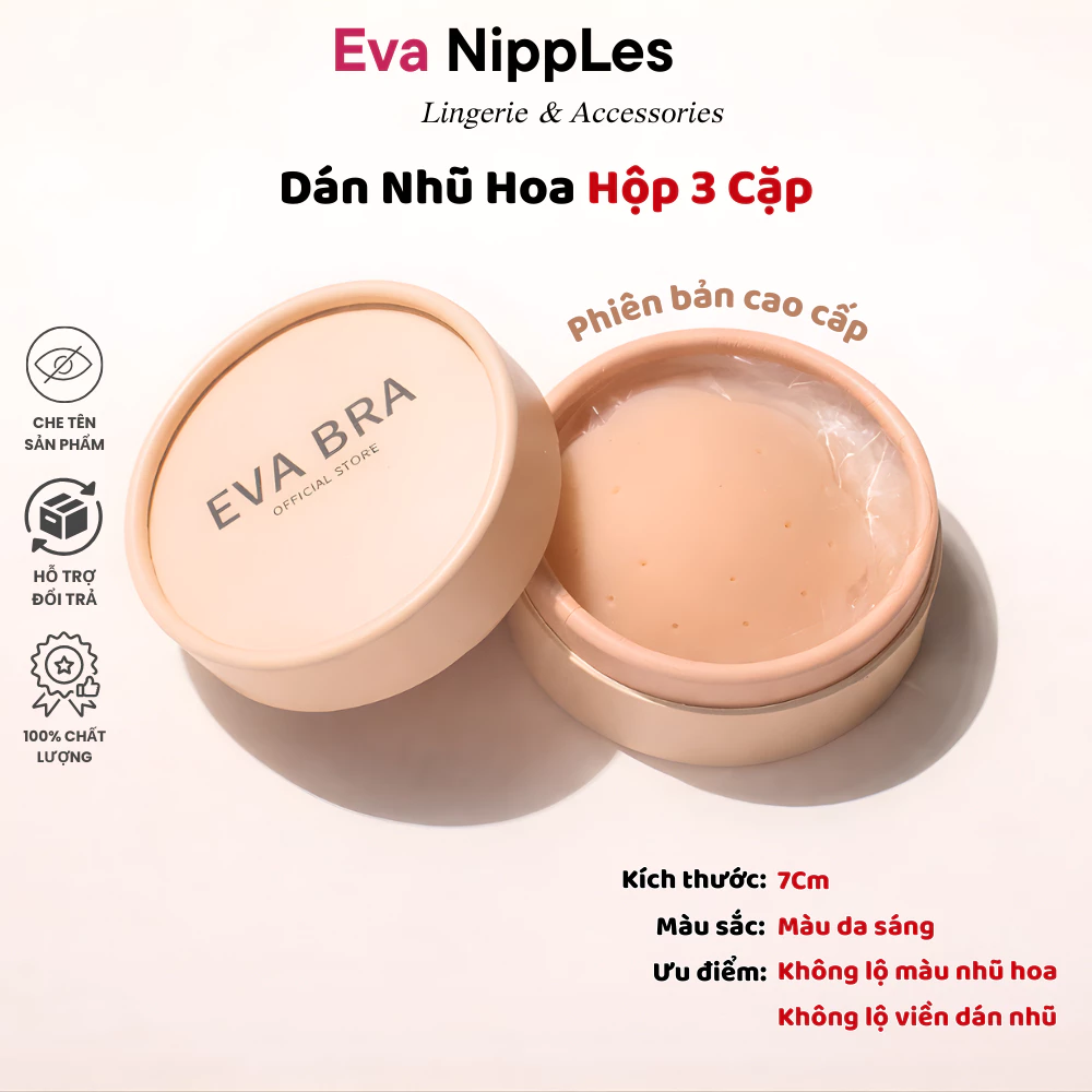 Miếng Dán Ngực Silicone Cao Cấp Che Nhũ Hoa Siêu Mỏng Tái Sử Dụng Nhiều Lần EvaBra 550