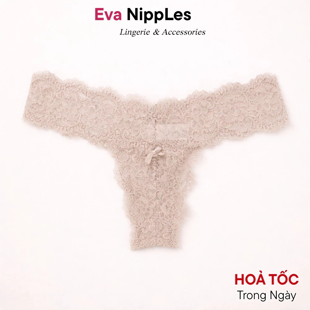 Quần lót ren lọt khe chữ T mềm mịn quyến rũ, Quần lót nữ tôn dáng Eva Nipple Q390