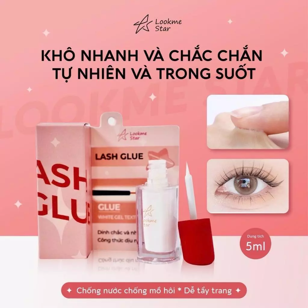 Keo Dán Mi Lookme Star 3 Trong 1 Gắn Mi Chùm Mi Sợi Mi Gân Trong Siêu Chắc Không Cay Mắt , Trang Điểm 5ML, makeup