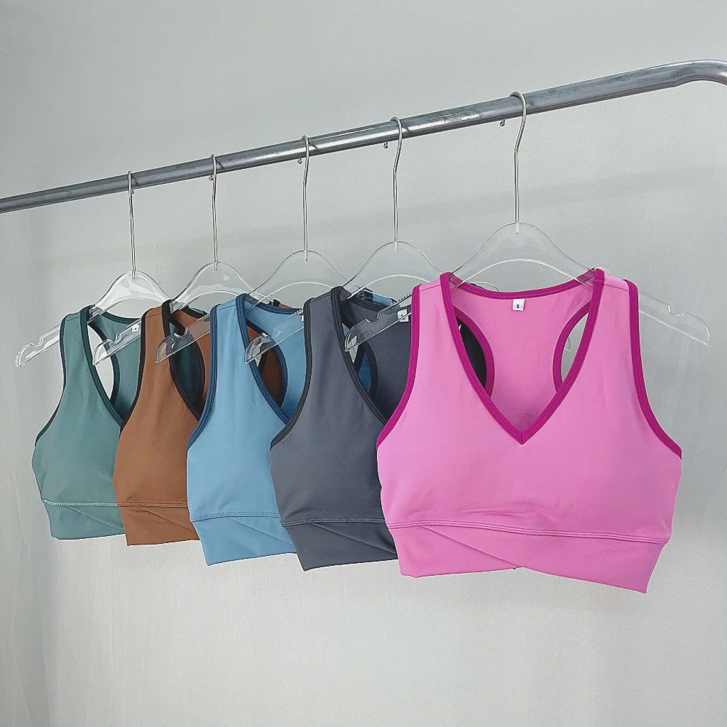 Áo Bra Tập Gym Cổ Tim Viền Mix Màu Thể Thao Nữ