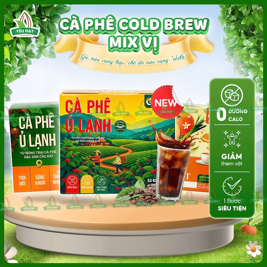 【HOT TREND】Cà Phê Ủ Lạnh Cold Brew - Cafe Arabica Túi Lọc Mix Trà Chanh Dây Kim Quất/Cam Sả Detox
