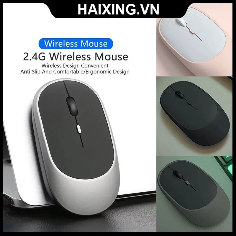 Chuột Silent Không Dây Bluetooth Sạc Pin - Chuột Quang Không Dây 2.4G Chống Ồn Thiết Kế Slim Cực Đẹp