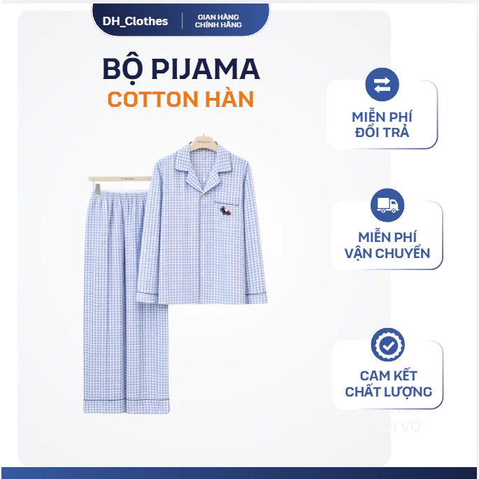Bộ Ngủ cotton Hàn cao cấp dài tay nam nữ - BD07-  Bộ Ngủ cặp đôi Chất cotton hàn Siêu Đẹp Hoạ tiết 2026