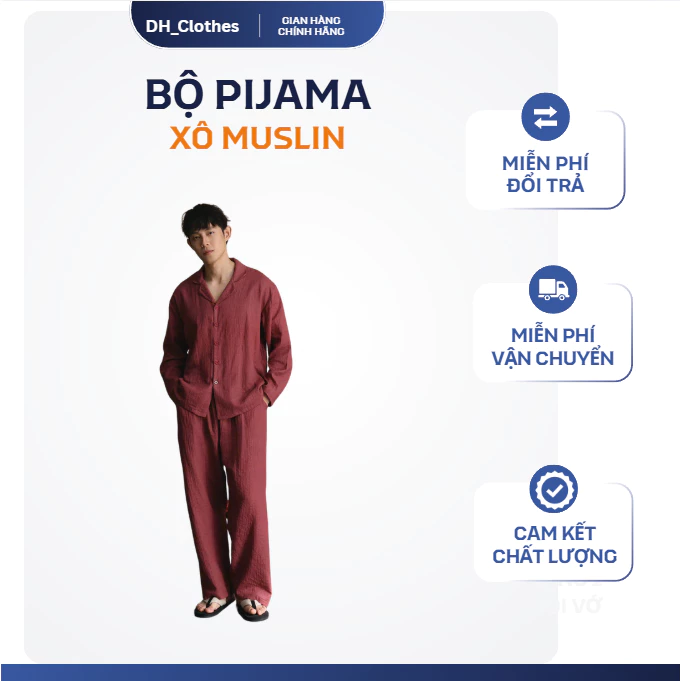 Bộ pijama  XÔ muslin Cotton cao cấp  -BĐ06- Bộ đồ mặc nhà chất vải em bé cao cấp cho nam và nữ