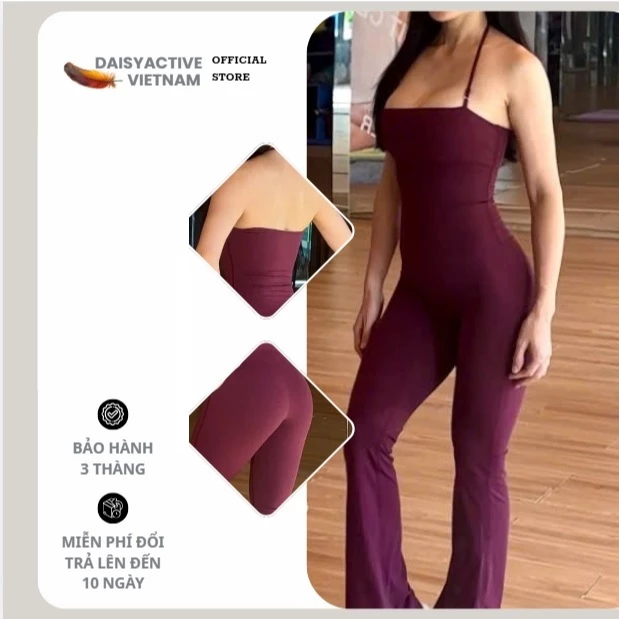 DAISY ACTIVE Jumpsuit ôm body nữ ống loe không tay Chất liệu co giãn 4 chiều,thoáng mát, thấm hút mồ hôi nhanh