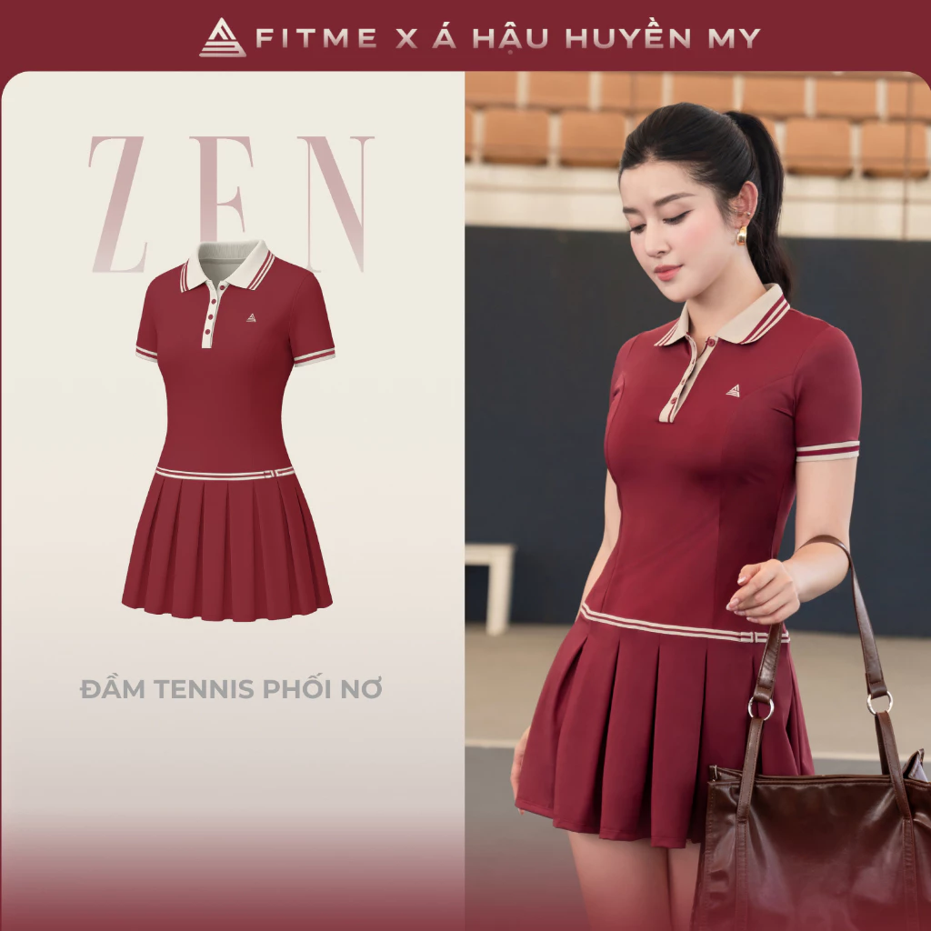 [SALE UPTO 70%] Váy tennis pickleball nữ Fitme ZEN CE xếp ly tặng kèm quần bảo hộ, chất co giãn thoáng khí DNTN01