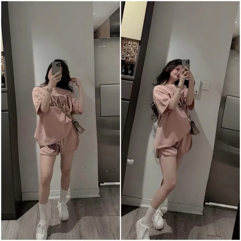 Set Bộ Nữ Mùa Hè Made In Chidori Logo in Lụa Chất Vải Cotton 2c