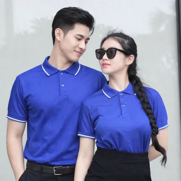 Áo Thun Cổ Bẻ Cá Sấu Mè Màu Xanh Dương Thoitrang24h Thoáng Mát Làm Đồng Phục Cho Nam Và Nữ