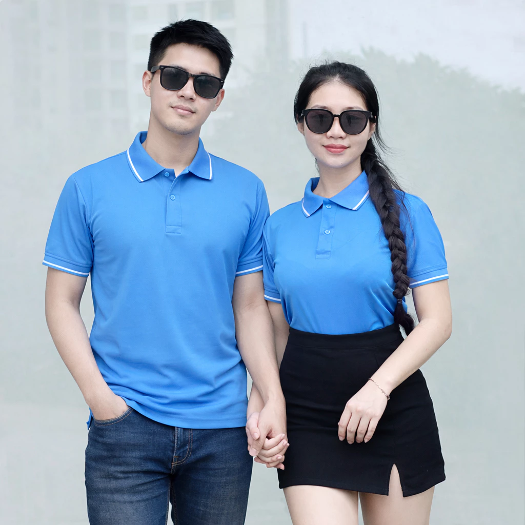 Áo Thun Cổ Bẻ Cá Sấu Mè Andromeda Dáng Thể Thao Màu Xanh Da Trời Vải Nhẹ Mát Cho Nam Và Nữ