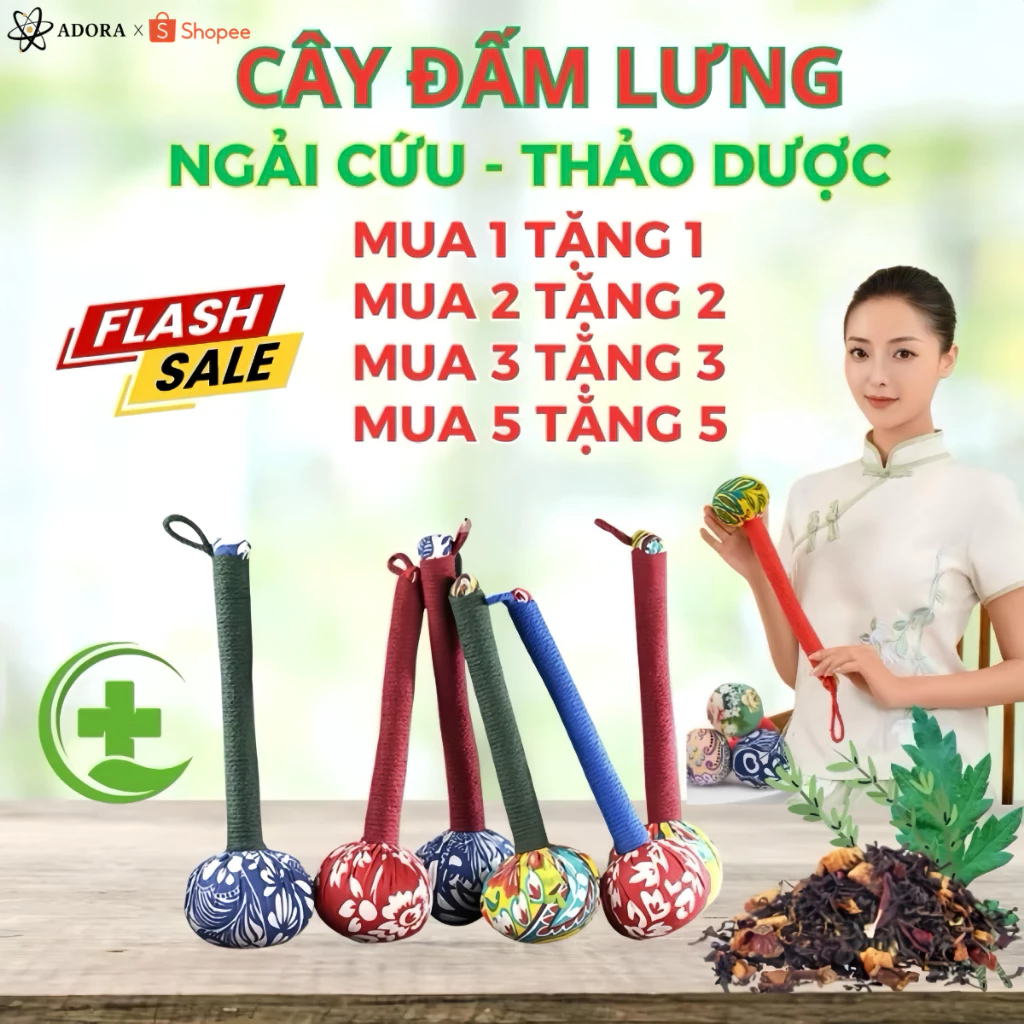 ADORA | BÚA ĐẤM NGẢI CỨU, CÂY ĐẤM LƯNG Ngải Cứu Thảo Dược, Đấm Lưng Xoa Bóp Massage Cổ Vai Gáy, Đả Thông Kinh Mạch