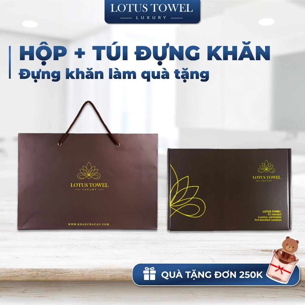 Túi + Hộp đựng khăn chính hãng LOTUSTOWEL