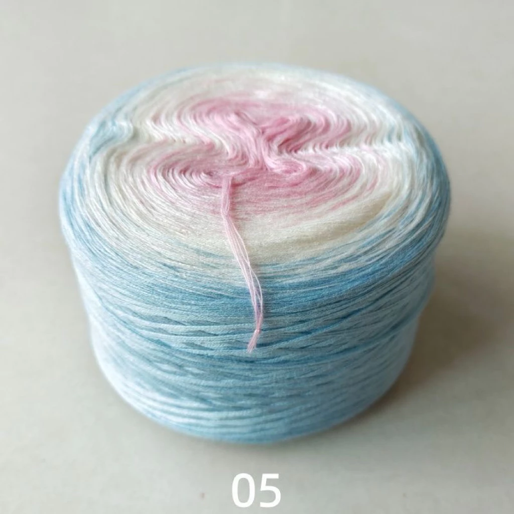 LEN SỢI HÈ CẦU VỒNG COTTON BÁNH 5 SỢI – 300G – CHUYỂN MÀU CỰC ĐẸP
