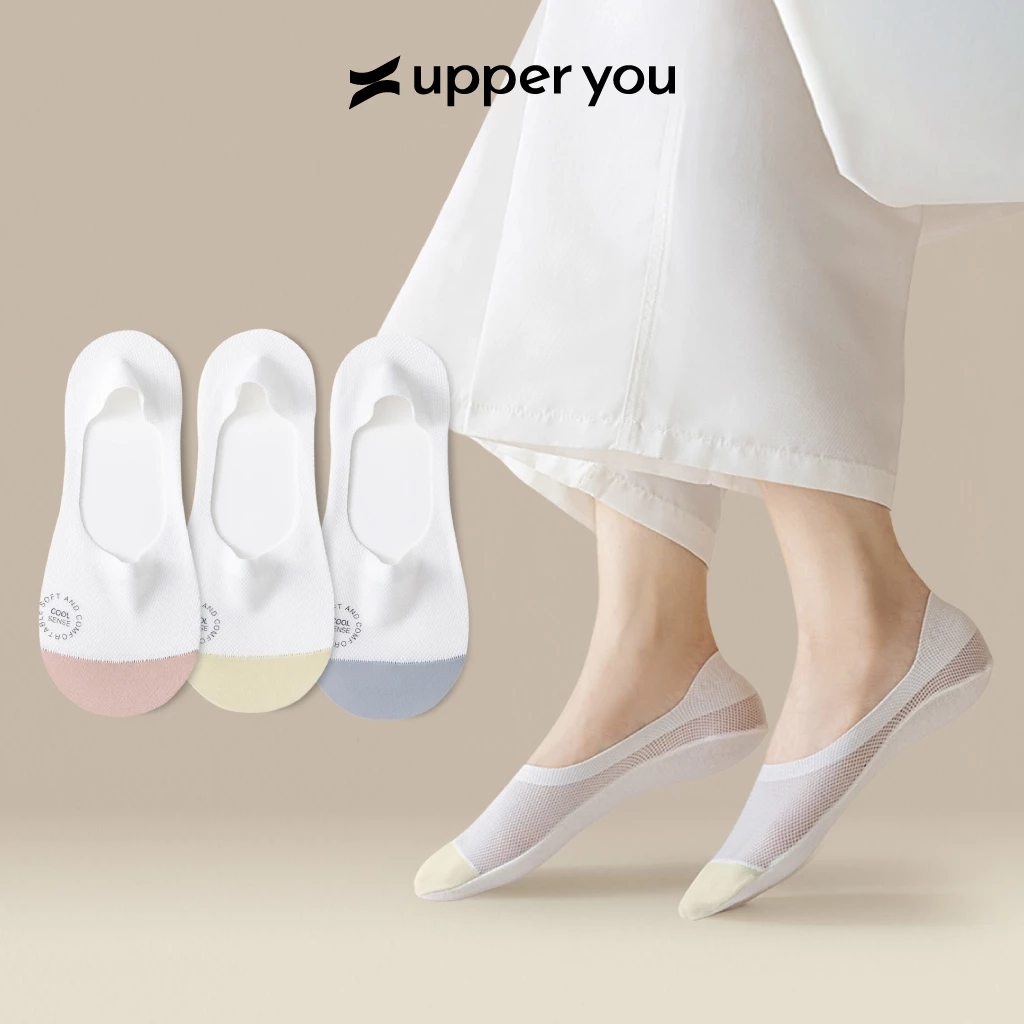 Tất Vớ Lười Nữ Dệt Lưới 2 Màu UPPER YOU  Có Đệm Silicon Chống Tuột Gót Chân Chất Cotton Mềm Mịn Thoáng Khí - B1004