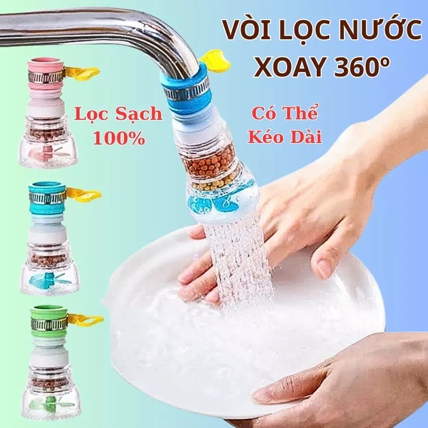 Vòi lọc nước rửa bát tăng áp xoay 360 có thể kéo dài chống bắn nước giá rẻ