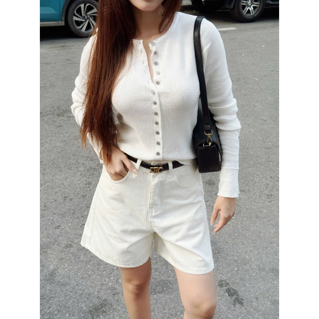 MYUN - Quần Lửng Jean Nữ ống rộng cạp cao, quần bò lửng chất denim  Cotton màu trendy JN0001