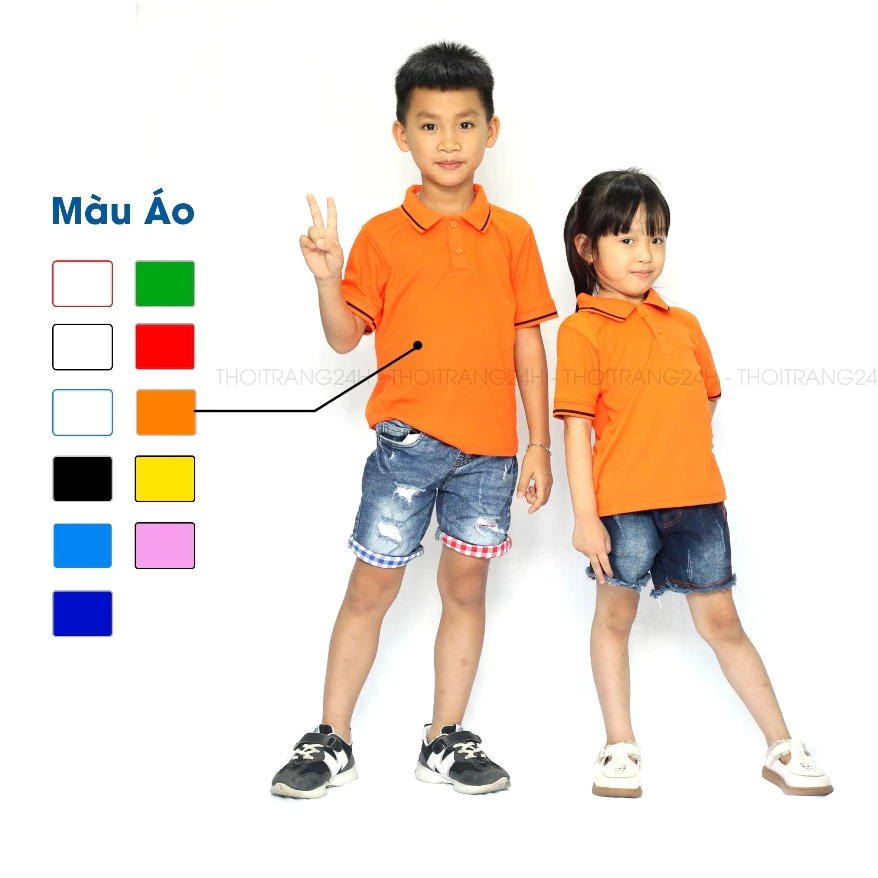 Áo Thun Có Cổ Polo Trẻ Em THOITRANG24H Đồng Phục Cho Bé Nhiều Màu Chất Thun Mè Miềm Mịn Nhẹ Mát