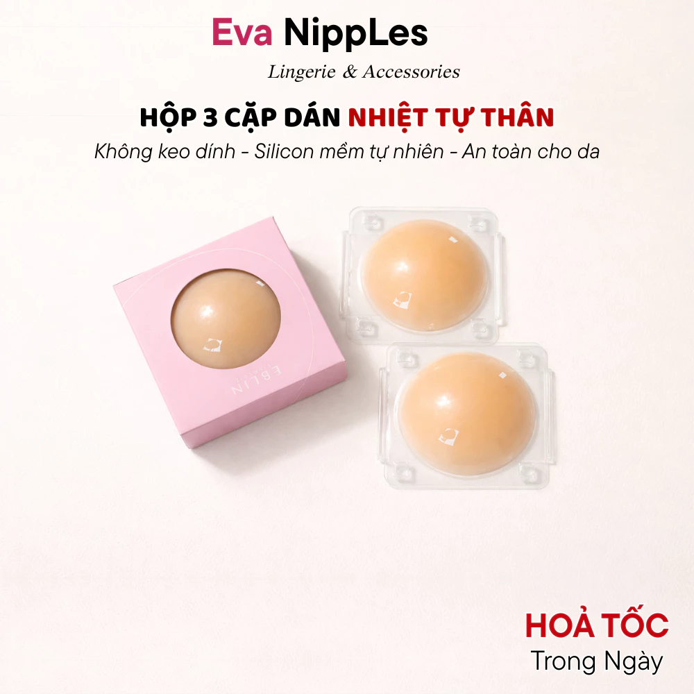 Miếng Dán Ngực Silicon Nhiệt Tự Thân Không Keo, Dán Ti Siêu Dính Bảo Vệ Nhũ Hoa EVA NIPPLES D501