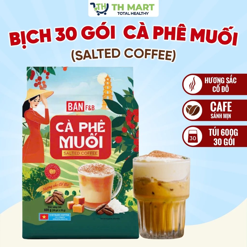 Bịch 30 Gói Cà Phê Muối Chuẩn Vị Cố Đô Huế , Vị Nguyên Bản Đậm Đà Hương Sắc Cố Đô Bản F&B