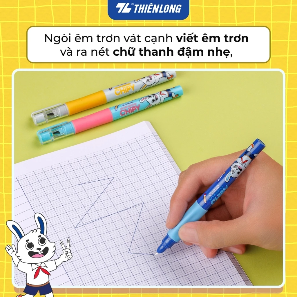 Bút máy ngòi trơn Chipy Thiên Long FTC-020, ngòi viết êm, mực ra đều, định vị tay cầm, kèm ống mực thay thế