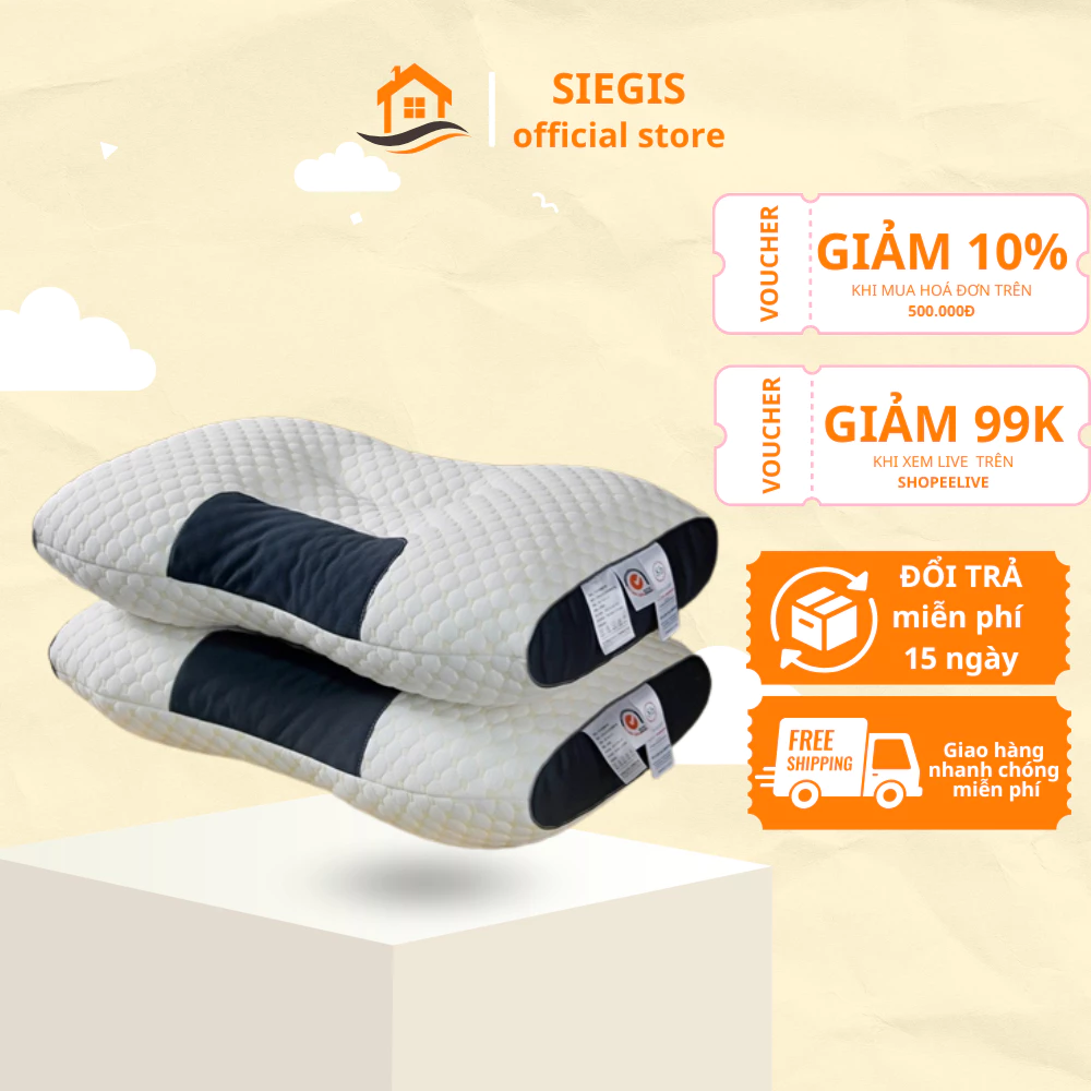 Gối Ngủ Chống Đau Cổ Vai Gáy Dệt Kim Lõi Bông Xơ Chống Ngáy Giảm Mệt Mỏi Cho Mọi Người Tiện Lợi