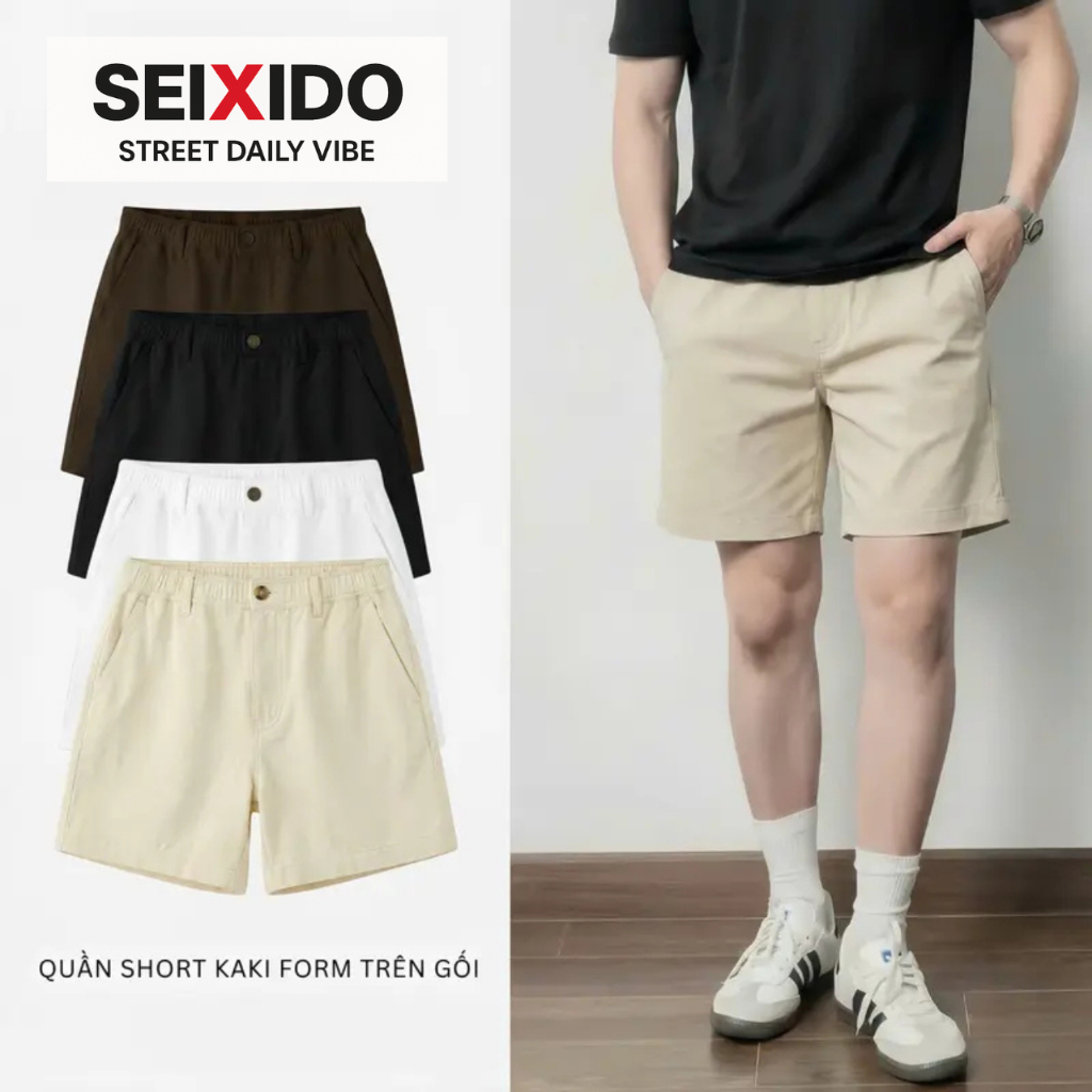 Quần short kaki nam Seixido quần đùi casual chất liệu kaki thuần cotton cao…