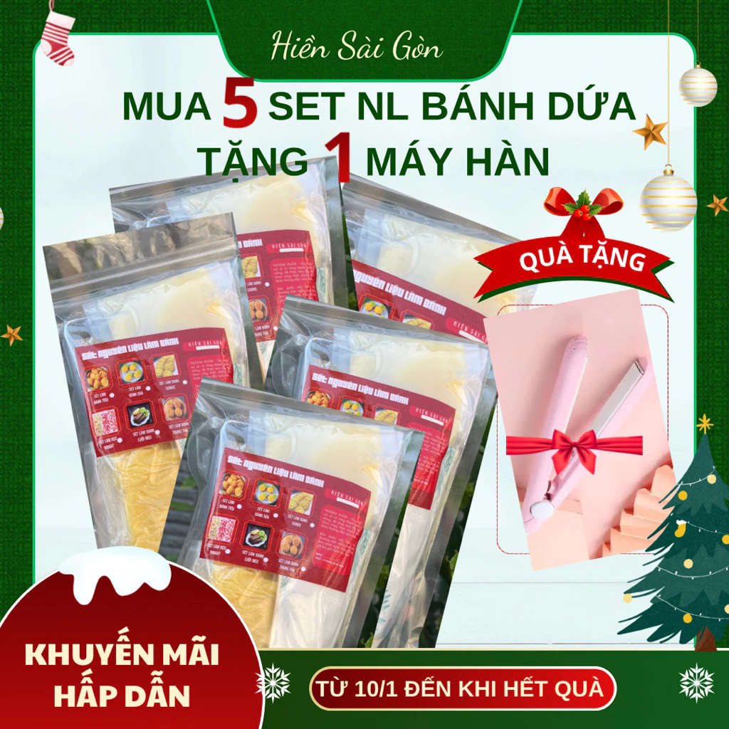 Set Nguyên Liệu Làm Bánh Dứa Đài Loan –  20 Bánh (30g/bánh) – Có Công Thức Chuẩn – Tặng Bao Tay + Khay Túi Gói Bánh