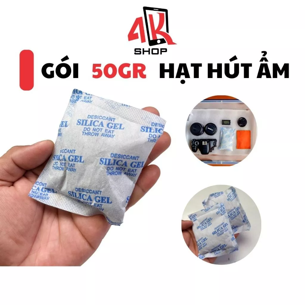 Hạt hút ẩm 50gr cho bảo quản máy ảnh thiết bị điên tử