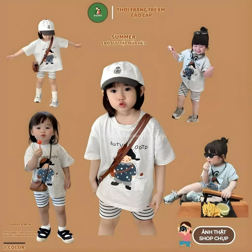 Quần áo bé gái DILOVE Đồ bộ cho bé gái mùa hè Set bộ cho bé gái ngắn tay chất liệu Cotton Bộ quần áo cho bé - Mã N6