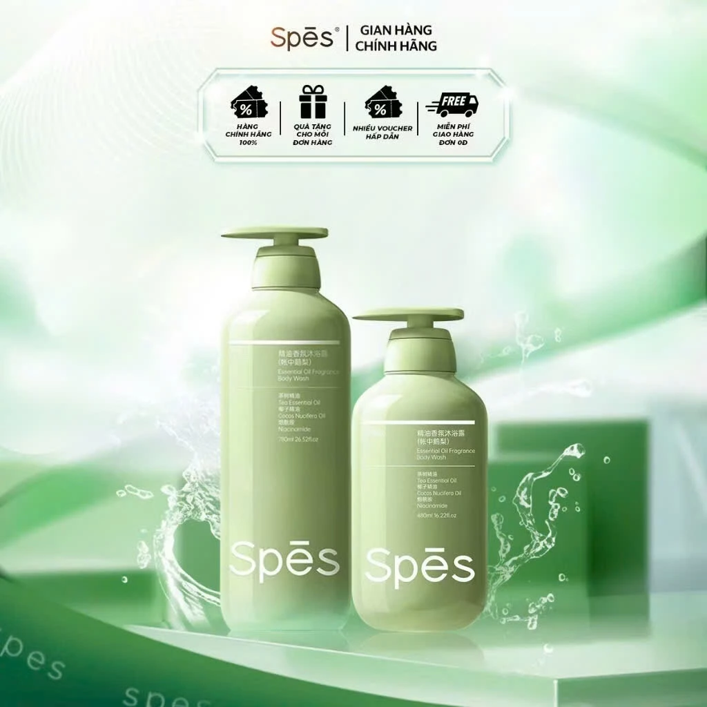 Sữa tắm hương nước hoa SPES 480ml/780ml - Làm sạch da, dưỡng ẩm sâu, lưu hương tinh tế