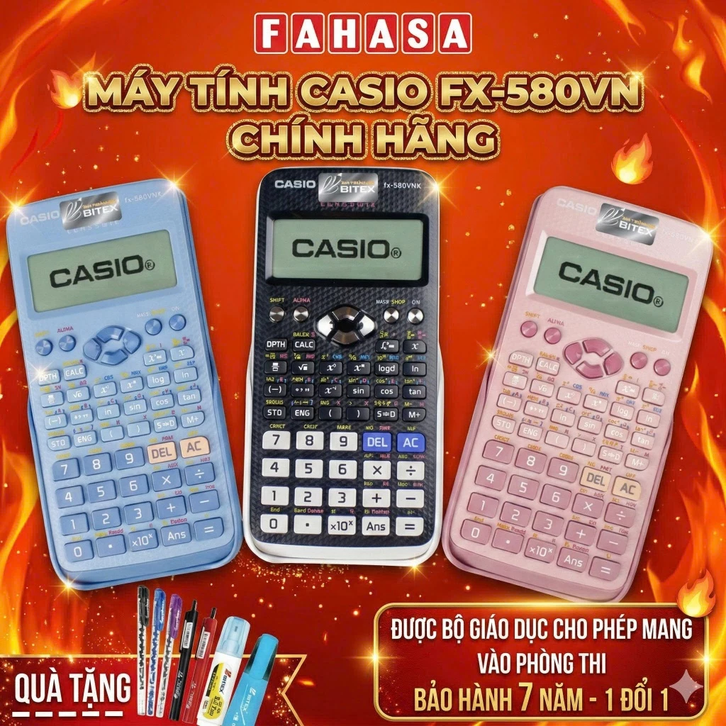 Máy Tính Casio FX 580 - Màu Đen, Hồng, Xanh