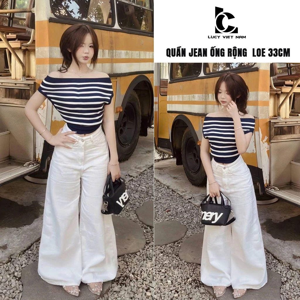 Quần Jean Trắng Nữ Ống Rộng 33cm Form Rộng Loe AVO AVOCADO White Wide Leg Denim Style Ulzzang
