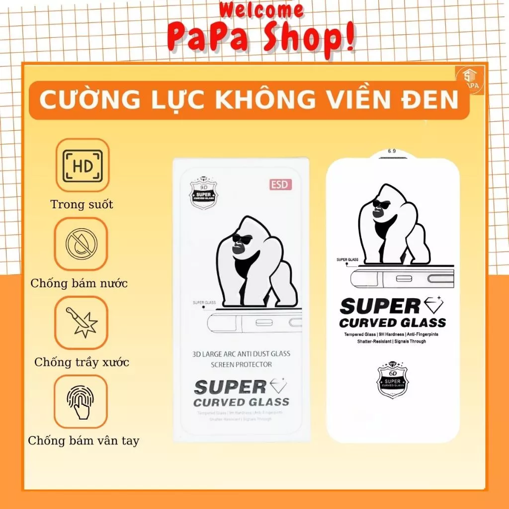 Cường lực Iphone KHÔNG VIỀN ĐEN 17 Promax Air 16 promax Plus 15 14 13 12 11 X XR Xs Xsmax Pro Max