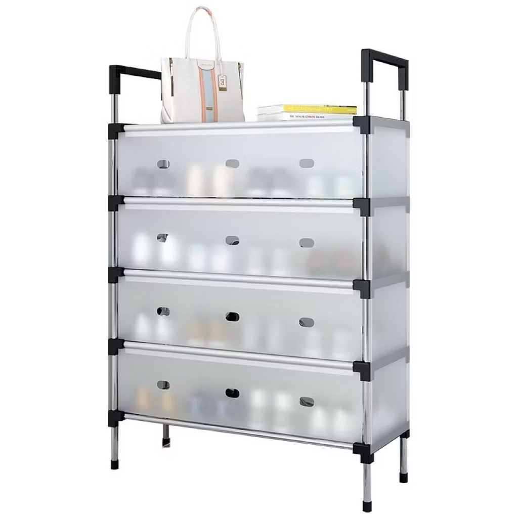 Kệ để giày inox 4 - 5 tầng, có màng chắn bụi, dễ dàng lắp ghép