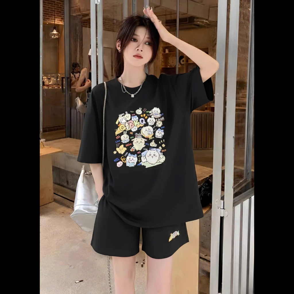 [RẺ VÔ ĐỊCH] Set Bộ Cộc Tay Nữ Chất Vải Cotton Mềm Mịn Thoáng Mát, In Hình BFBKQ Dễ Thương Form Rộng