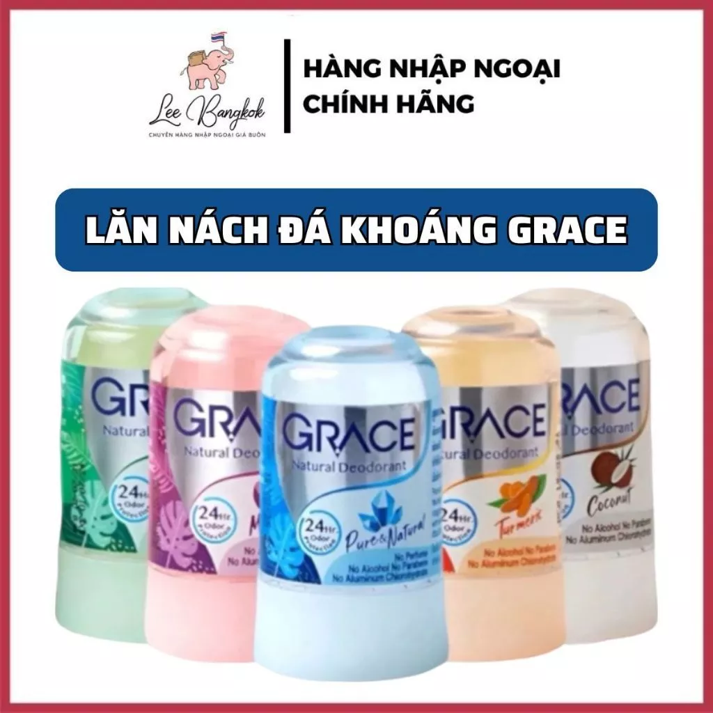[CHUẨN THÁI] Lăn Nách Khử Mùi Đá Khoáng GRACE Natural Deodorant Không Để Lại Vết Kiểm Soát Mồ Hôi C&E 70g - LEEBANGKOK