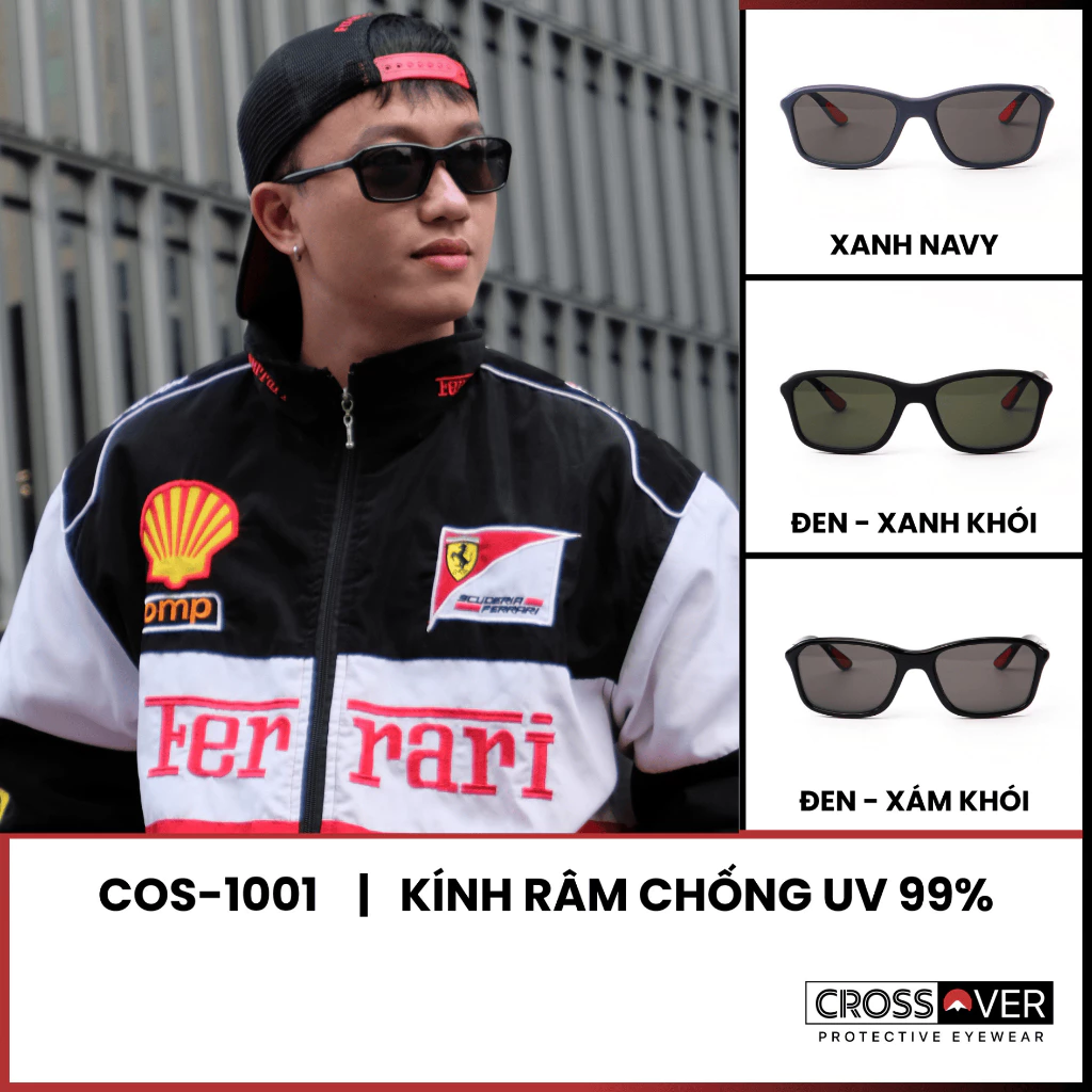 Kính Mát Thời Trang Unisex CROSSOVER Chống Tia UV 99% Form Vuông Nhựa Acetate – Đeo Nhẹ Mặt | COS-1001