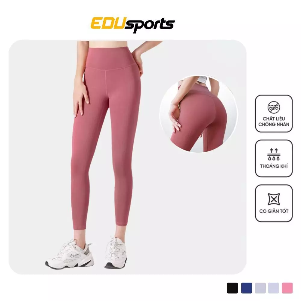 Quần legging nữ trơn cạp cao tập gym, quần tập thế thao yoga chất liệu thoáng khí