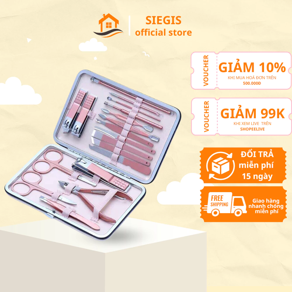 Bộ Bấm Móng Tay 18 Món Cao Cấp Nhỏ Gọn , Kìm Cắt Móng Tay Chân Làm Nail Tại Nhà ( Chính Hãng )
