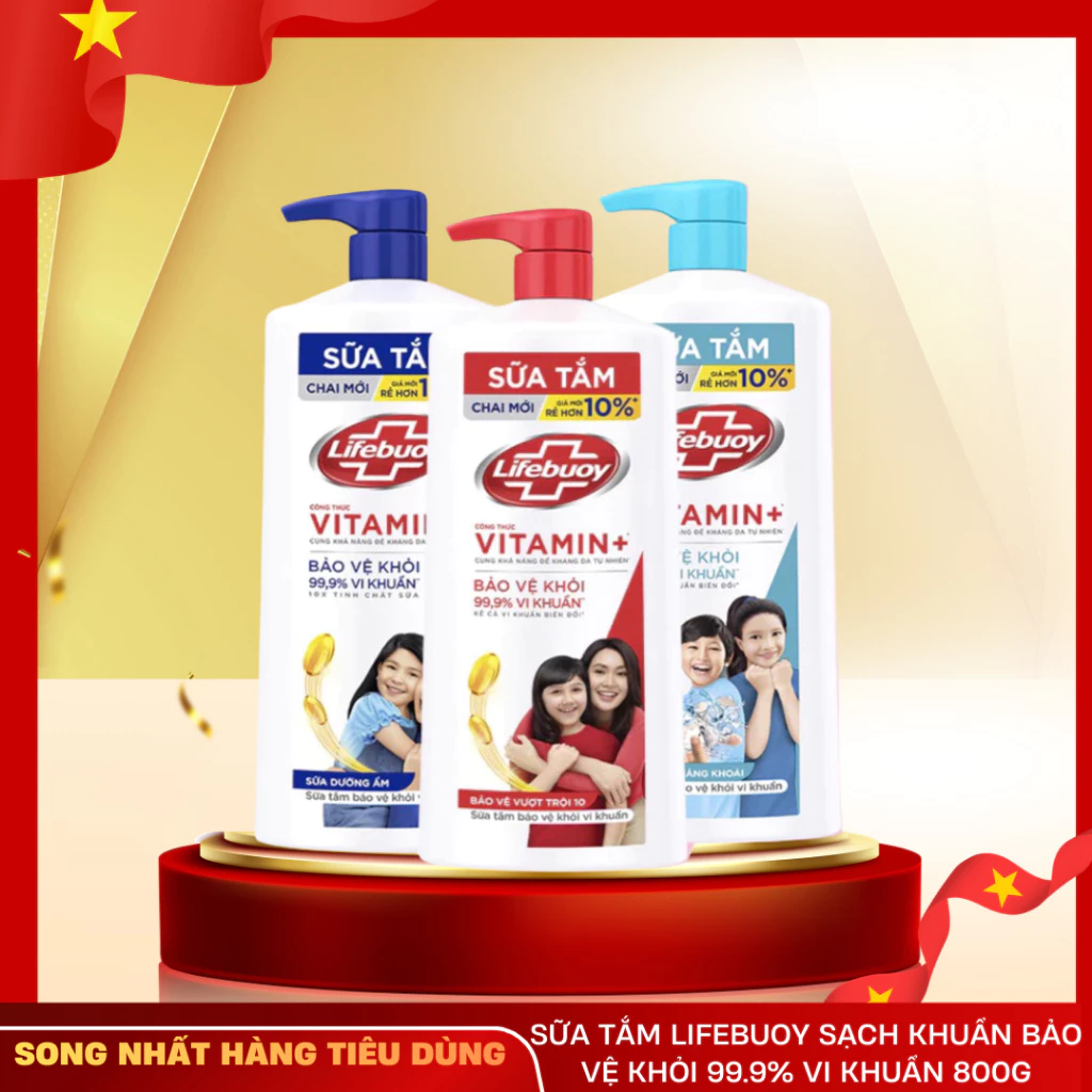 Sữa Tắm Lifebuoy Sạch Khuẩn Bảo Vệ Khỏi 99.9% Vi Khuẩn - Chai 800G